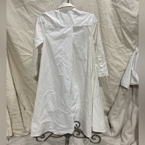 Woman’s cotton express white long sleeve button up w/  flared bottom never worn - Picture 2 of 4